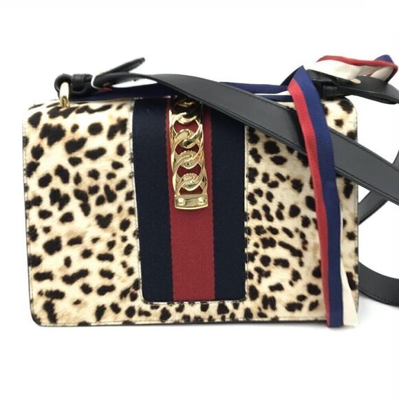 NWOT Gucci Sylvie Calfskin & Pony Hair Flap Bag - Picture 5 of 15